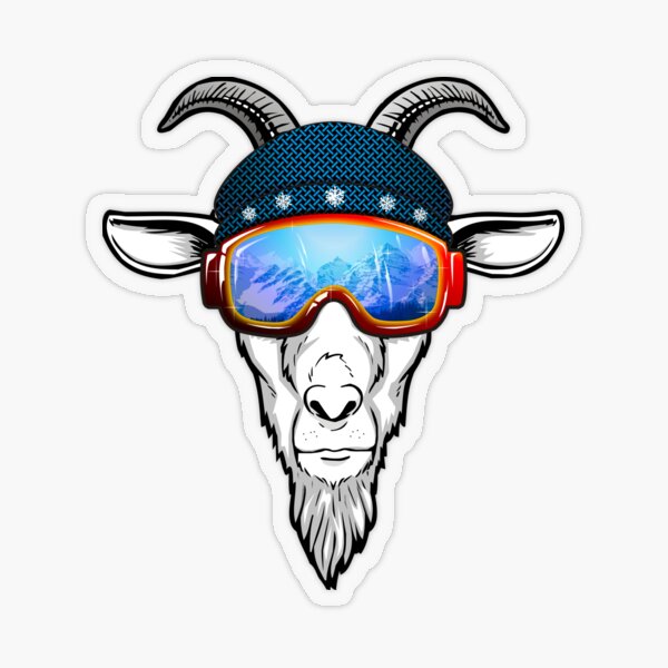 Cool skiing helmet goat mountains Transparent Sticker