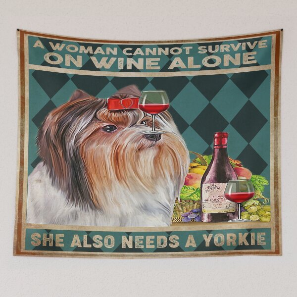 Item preview, A Woman Cannot Survive On Wine Alone She Also Needs A Yorkie designed and sold by CarlaHerold.