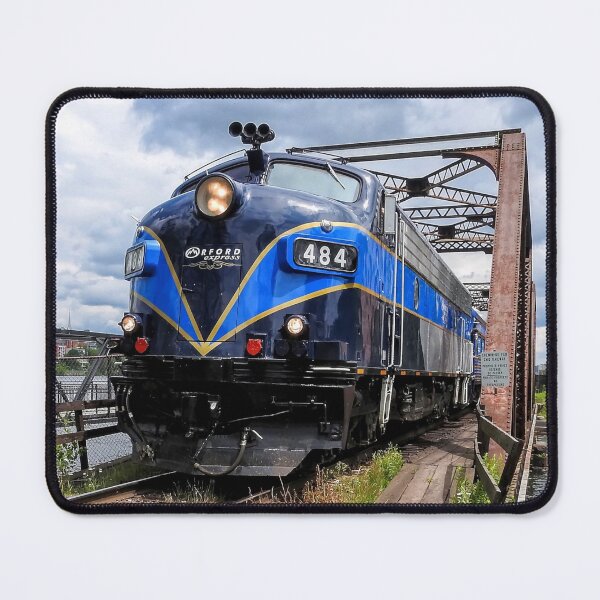 Item preview, Blue Diesel Locomotive Train on Bridge Railroad Engine designed and sold by TheTrainRoom.