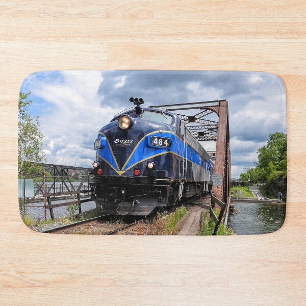Item preview, Blue Diesel Locomotive Train on Bridge  Railroad Engine designed and sold by TheTrainRoom.