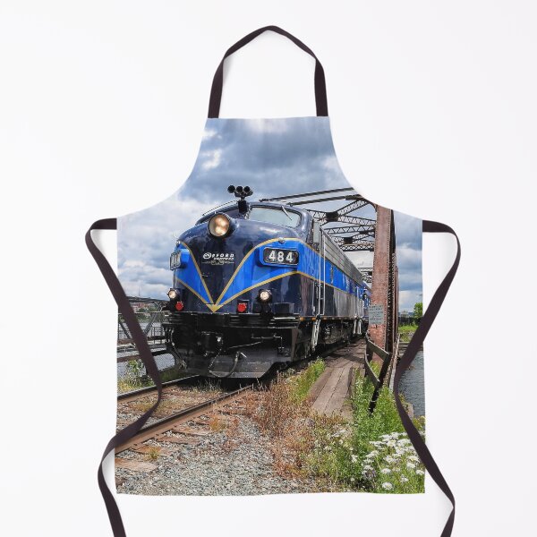 Item preview, Blue Diesel Locomotive Train on Bridge Railroad Engine designed and sold by TheTrainRoom.