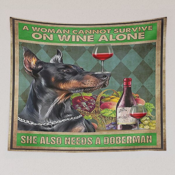 Item preview, A Woman Cannot Survive On Wine Alone She Also Needs A Doberman designed and sold by DerryReinhard.