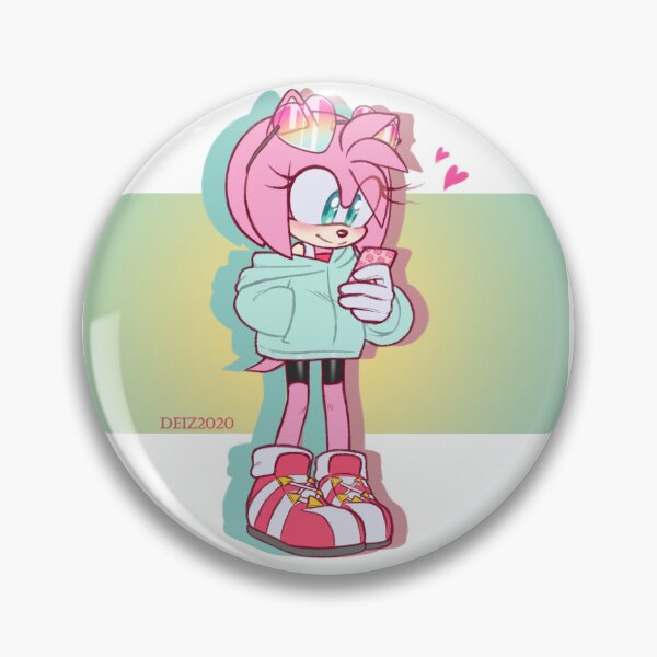 Sonic Tails Knuckles Amy Rose Sonic the Hedgehog Fan Art Sticker Button  Badge Pin 