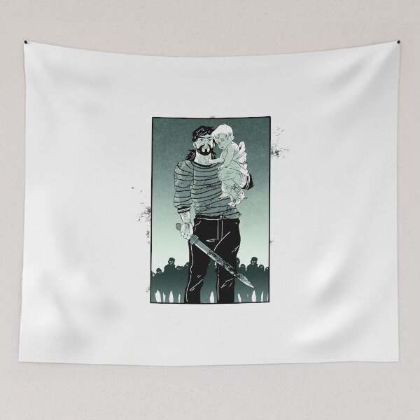 Item preview, Zombie apocalypse father and baby son designed and sold by Monochromestore.