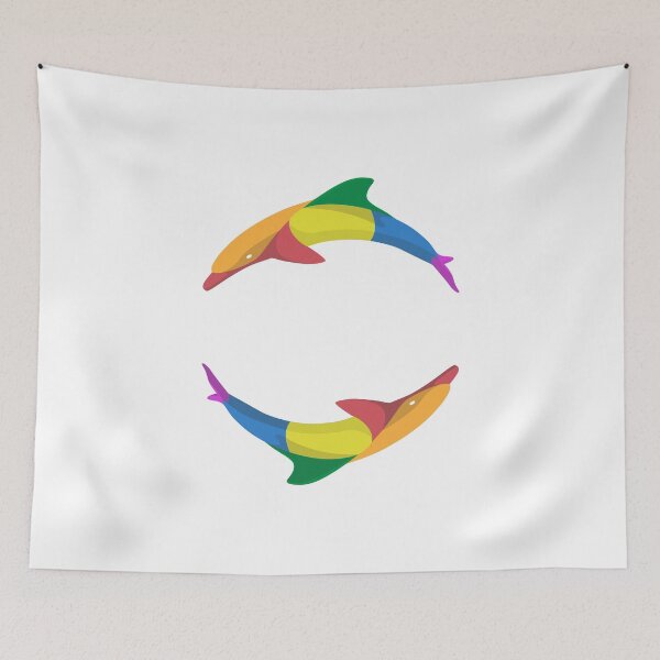 Item preview, Two Dolphins Rainbow Colorful designed and sold by Teenker.