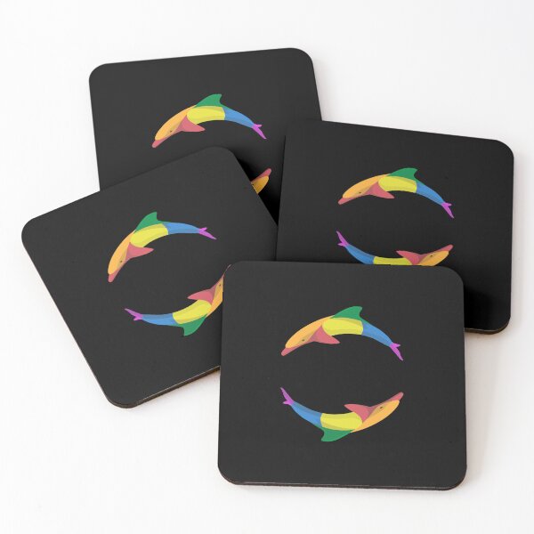 Item preview, Two Dolphins Rainbow Colorful | Black designed and sold by Teenker.