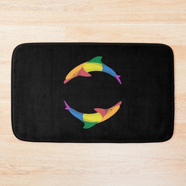 Item preview, Two Dolphins Rainbow Colorful | Black designed and sold by Teenker.