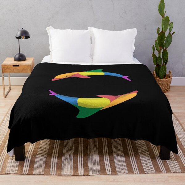 Item preview, Two Dolphins Rainbow Colorful | Black designed and sold by Teenker.