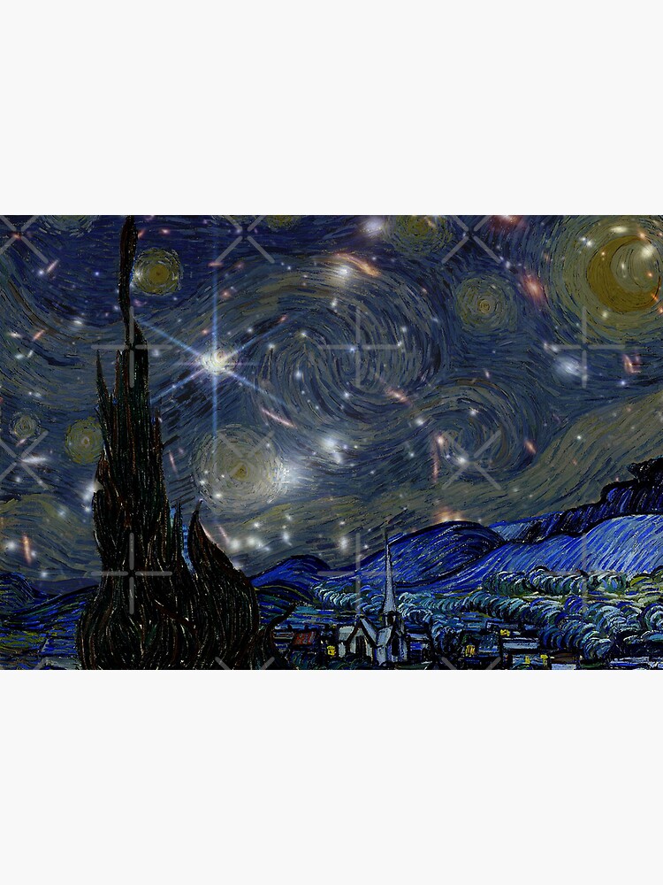 "Vincent Van Gogh the starry night and james webb telescope first photo" Mask for Sale by