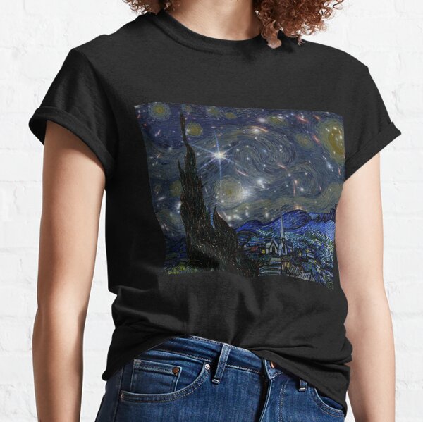 Vincent van Gogh la noche estrellada y la primera foto del telescopio james webb Camiseta clásica