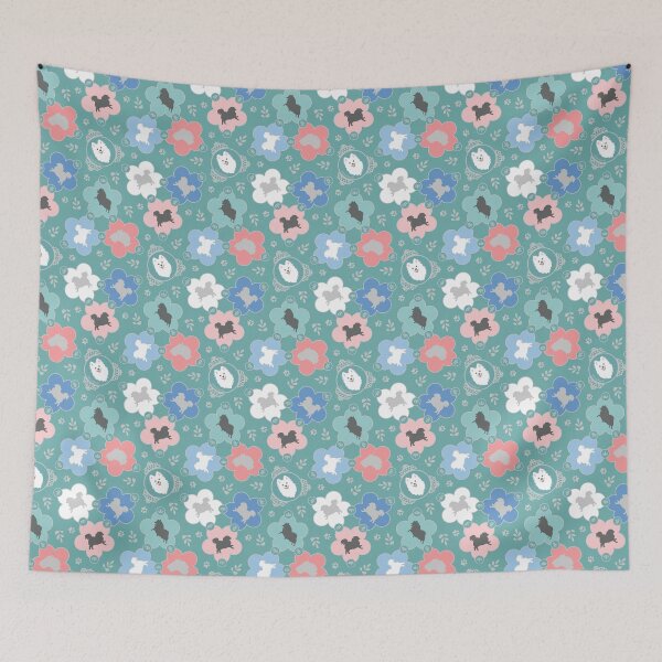Item preview, Japanese Spitz Dog Floral Triad - Aqua Green designed and sold by kamahachi.