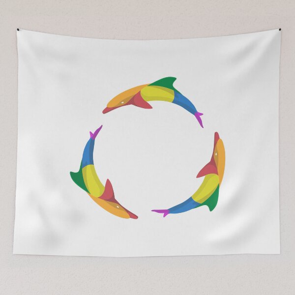 Item preview, Three Dolphins Circle Rainbow Colorful designed and sold by Teenker.