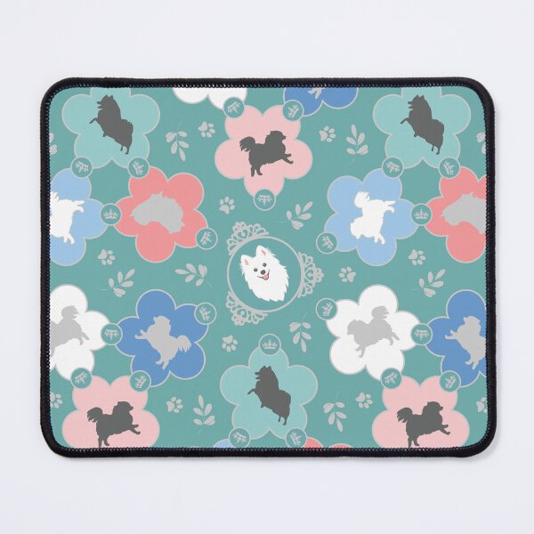 Item preview, Japanese Spitz Dog Floral Triad - Aqua Green designed and sold by kamahachi.