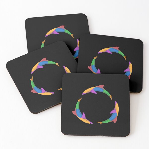 Item preview, Three Dolphins Circle Color Rainbow | Black designed and sold by Teenker.