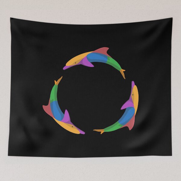 Item preview, Three Dolphins Circle Color Rainbow | Black designed and sold by Teenker.