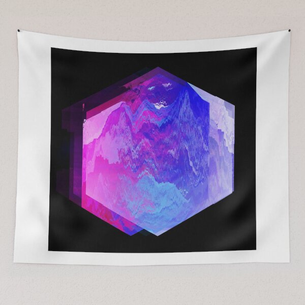 Item preview, Retro Wave Hexagon Shape - Glitch Art Print designed and sold by burning.