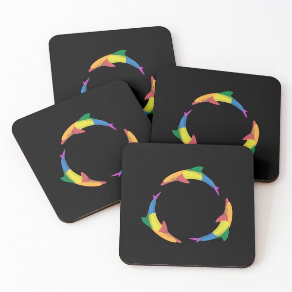 Item preview, Three Dolphins Circle Rainbow Colorful | Black designed and sold by Teenker.