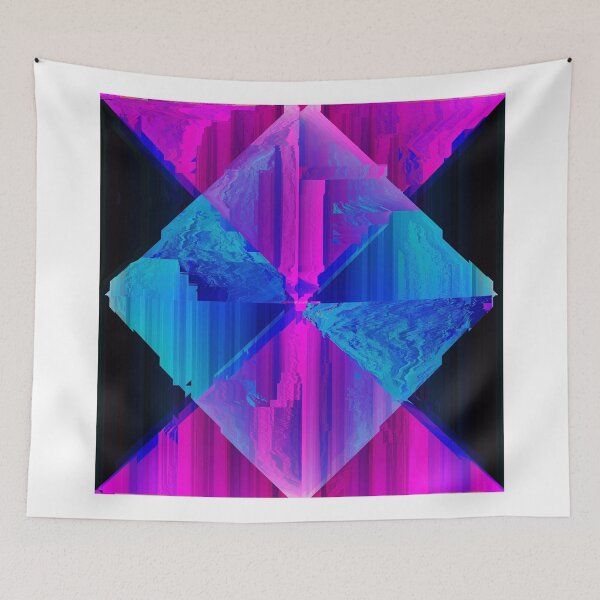Item preview, Retro Wave Neon Diamond - Glitch Art Print designed and sold by burning.