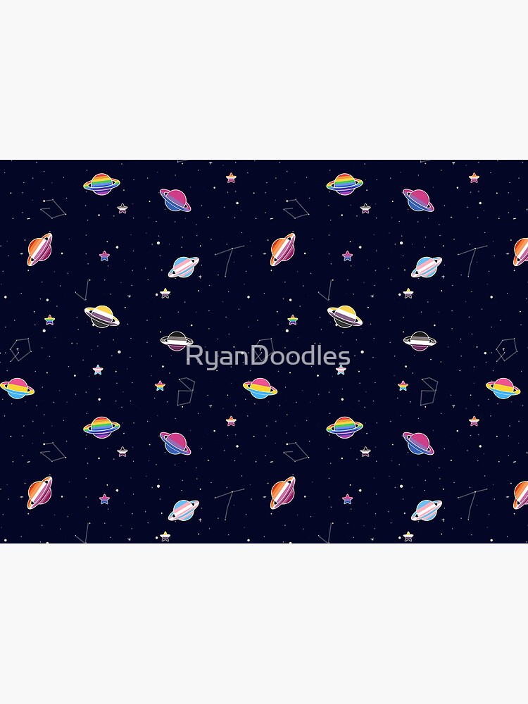 LGBTQ Pride Planets & Stars in Space Pattern by RyanDoodles