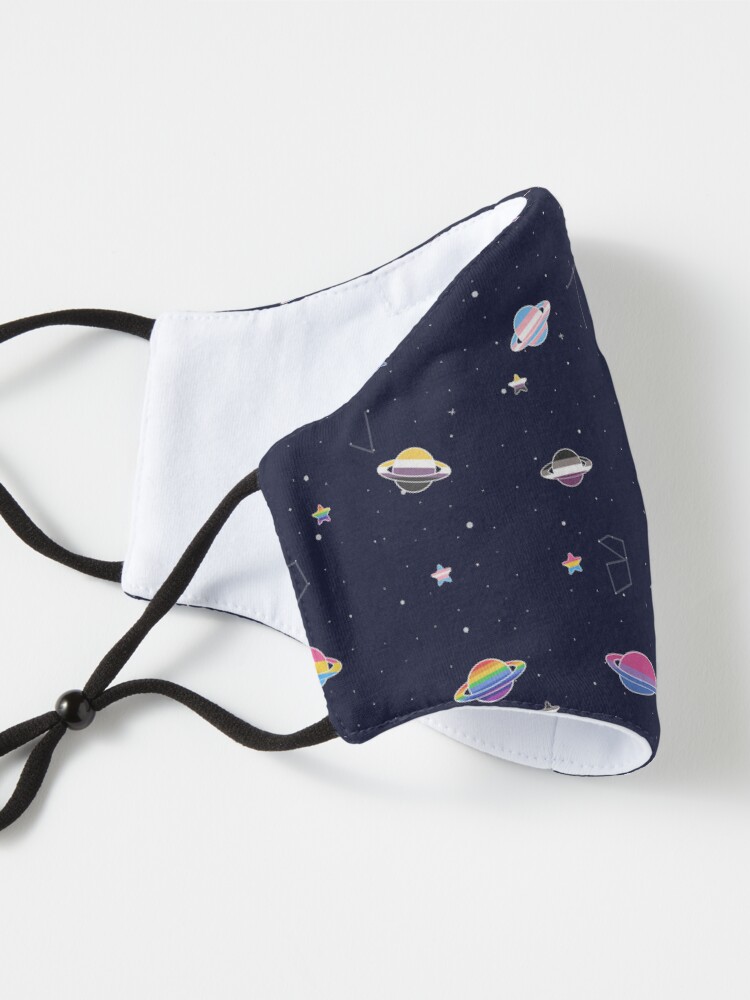 Alternate view of LGBTQ Pride Planets & Stars in Space Pattern Mask