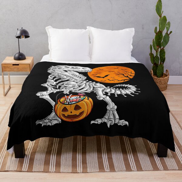 Item preview, Halloween Dinosaur Skeleton T rex Scary Pumpkin Moon designed and sold by MalloWilli.