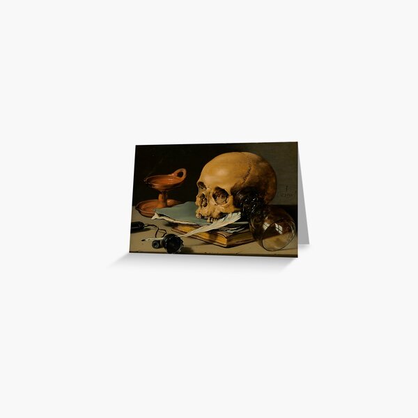 Pieter Claesz Still Life With A Skull And A Writing Quill Greeting Card For Sale By 4736