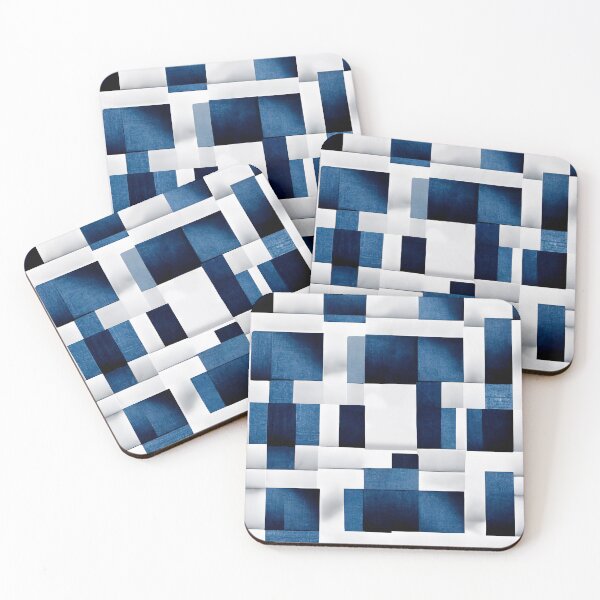 Item preview, White and Blue Squares and Rectangles | Geometric Checkered Pattern designed and sold by TMBTM.