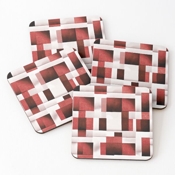 Item preview, White and Red Squares and Rectangles | Geometric Checkered Pattern designed and sold by TMBTM.