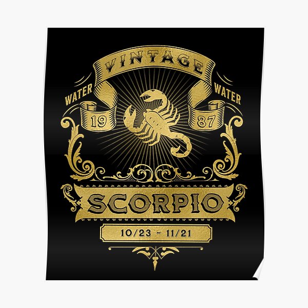  The Zodiac Sign Of Scorpio Golden Vintage 1987 Poster For Sale By