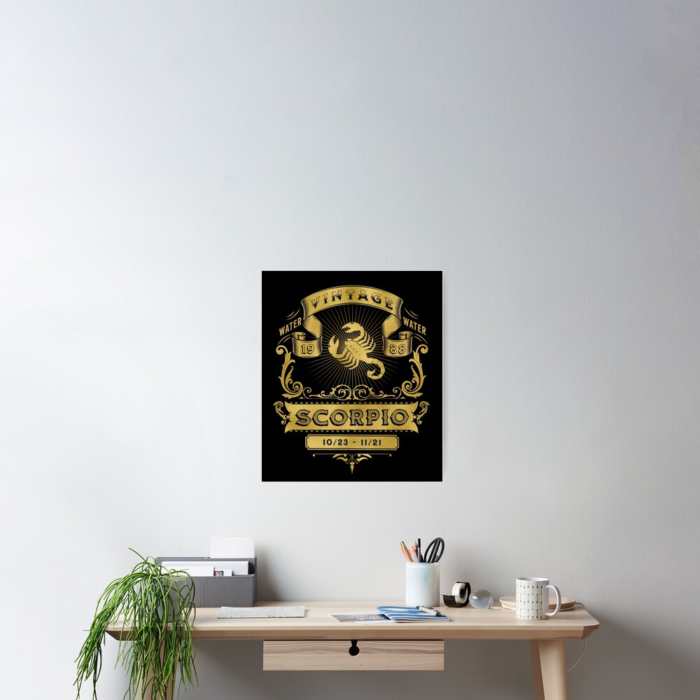 the-zodiac-sign-of-scorpio-golden-vintage-1988-poster-for-sale-by