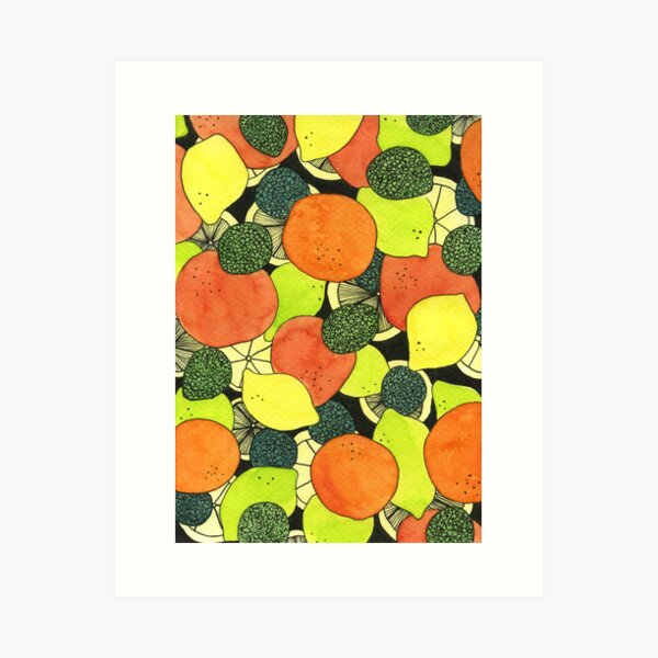 Retro citrus friuts mix Art Print