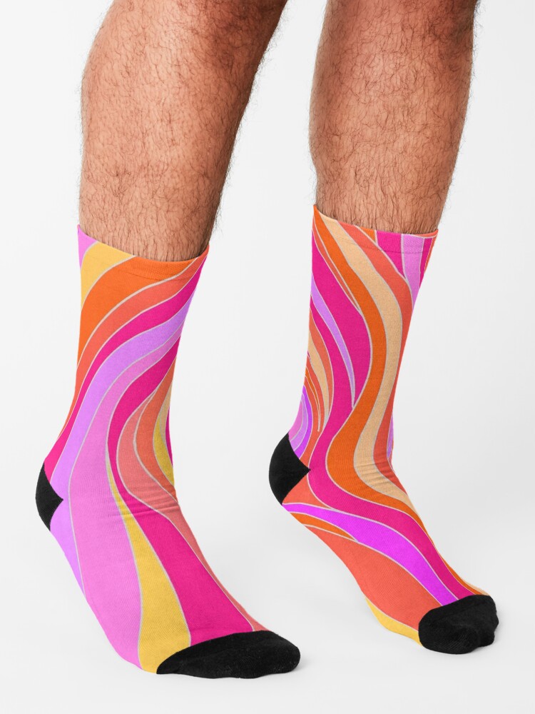 Discover Pink Abstract Psychedelic Retro Design | Socks