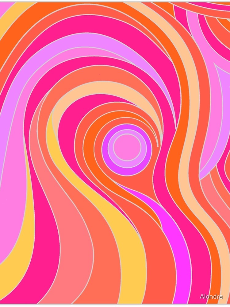 Thumbnail 4 of 4, A-Line Dress, Pink Abstract Psychedelic Retro Design designed and sold by Alondra.
