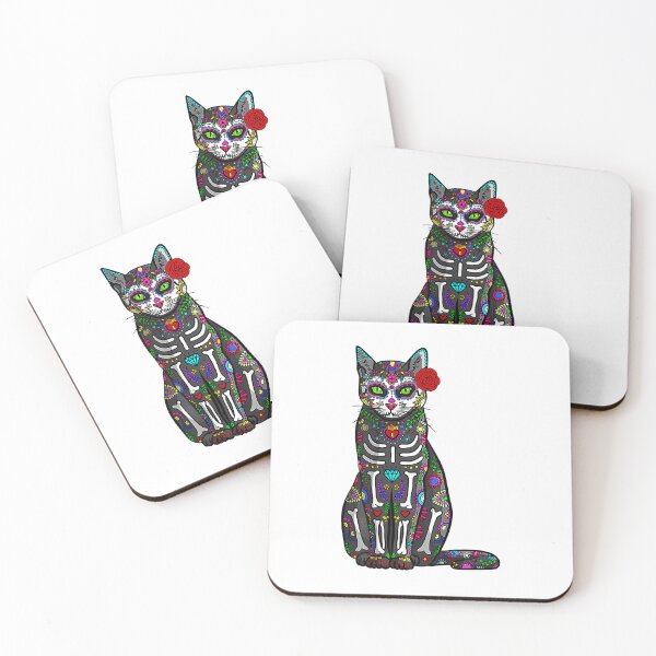 Item preview, Halloween Cat Sugar Skull Dia de Los Muertos designed and sold by MalloWilli.