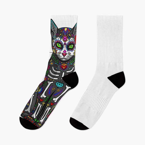 Item preview, Halloween Cat Sugar Skull Dia de Los Muertos designed and sold by MalloWilli.
