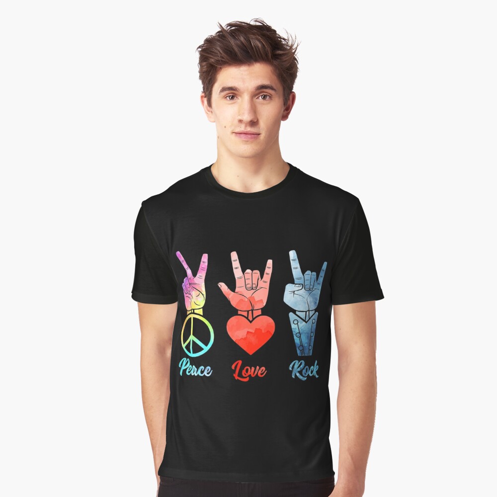 DeadlRay Peace Love & Rock N Roll 60s 70s Vintage Long Sleeve T-Shirt