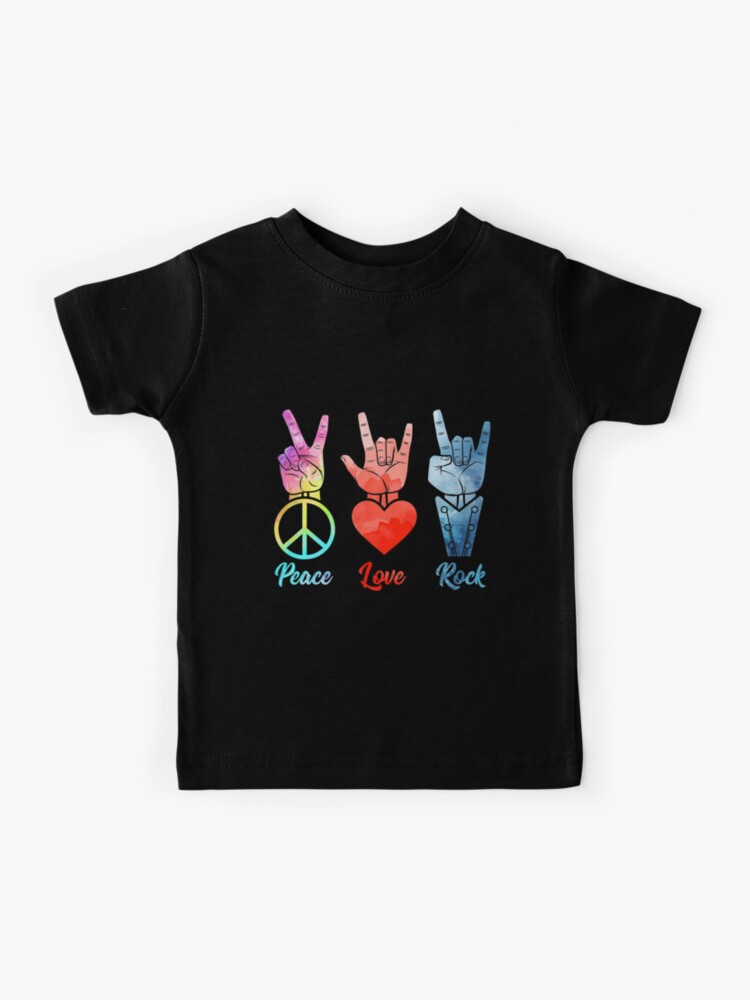 Peace Love Rock & Peace Loving Musician" Kids T-Shirt Sale by calculatingopti | Redbubble