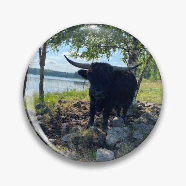 Item preview, Scottish Highland Cattle Bull by a lake 3398 designed and sold by SaarelaHighland.