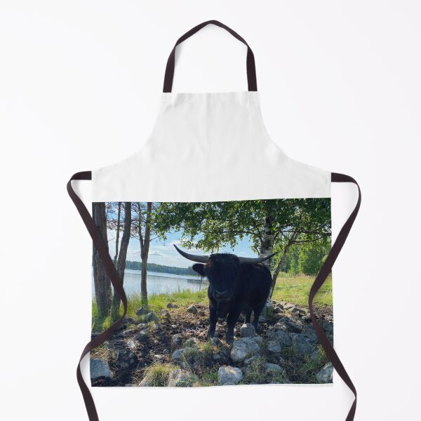 Item preview, Scottish Highland Cattle Bull by a lake 3398 designed and sold by SaarelaHighland.