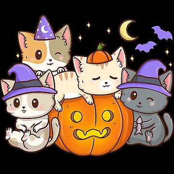 College Ruled - Halloween Cats Anime Cat Kawaii Neko Pumpkin Cat
