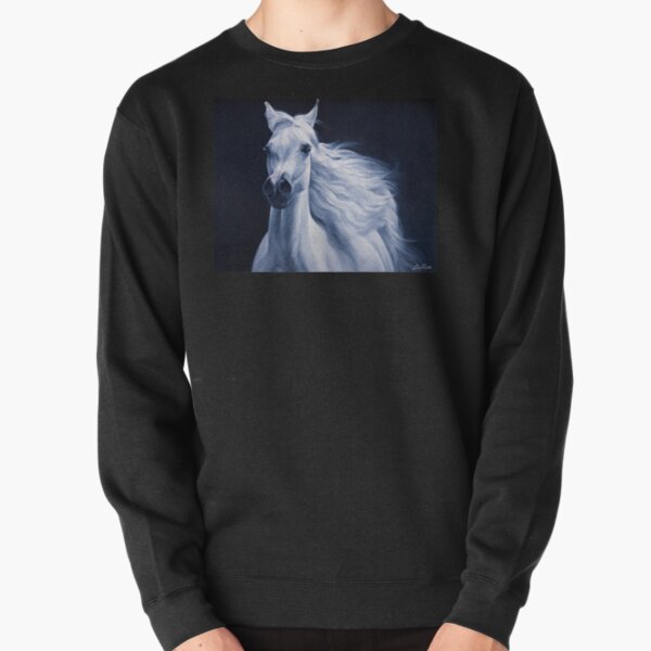 Item preview, White Arabian Horse Mare Painting Out from the Night designed and sold by loisrosefineart.