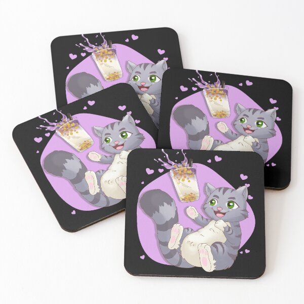 Artikelvorschau, Bubble Tea Katze Kawaii Boba Neko Anime Grau entworfen und verkauft von OtillieArt.