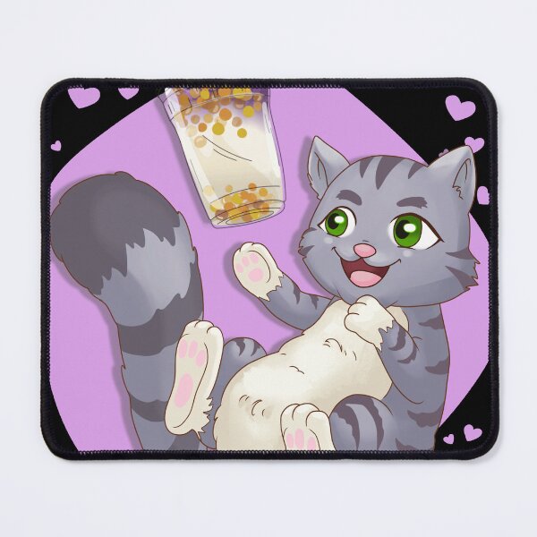 Artikelvorschau, Bubble Tea Katze Kawaii Boba Neko Anime Grau entworfen und verkauft von OtillieArt.