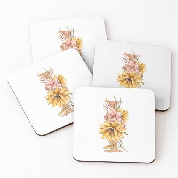 Item preview, Watercolor floral sunflower personalized letter I wedding monogram print designed and sold by tiana-geo.