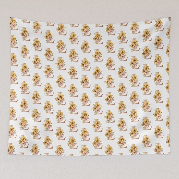 Item preview, Watercolor floral sunflower personalized letter L wedding monogram print designed and sold by tiana-geo.