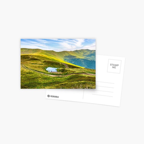 swamp on hill side in mountains Postcard