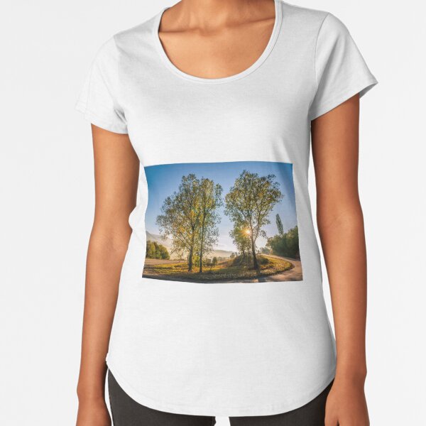 mountain curve road near the forest Premium Scoop T-Shirt