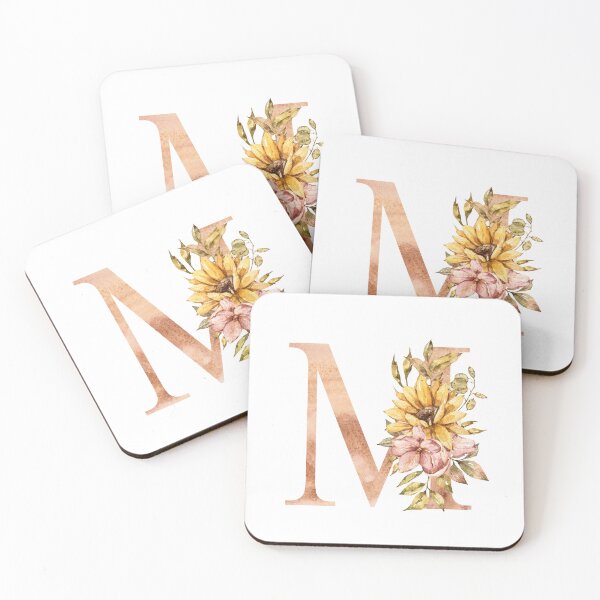 Item preview, Watercolor floral sunflower personalized letter M wedding monogram print designed and sold by tiana-geo.