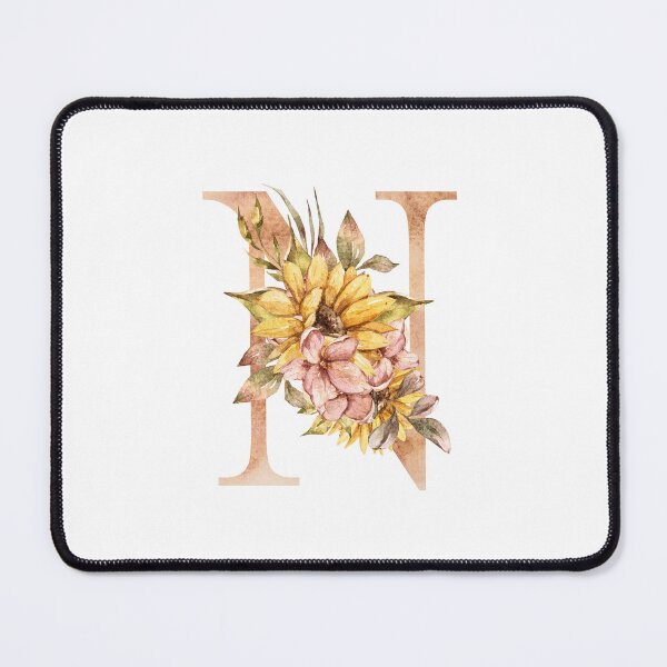 Item preview, Watercolor floral sunflower personalized letter N wedding monogram print designed and sold by tiana-geo.