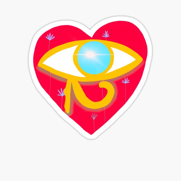 red heart with eye y2k sticker pack